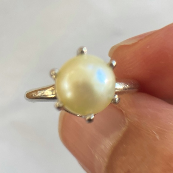 7mm Akoya Pearl SOLID 14K White Gold Ring - Picture 5 of 12